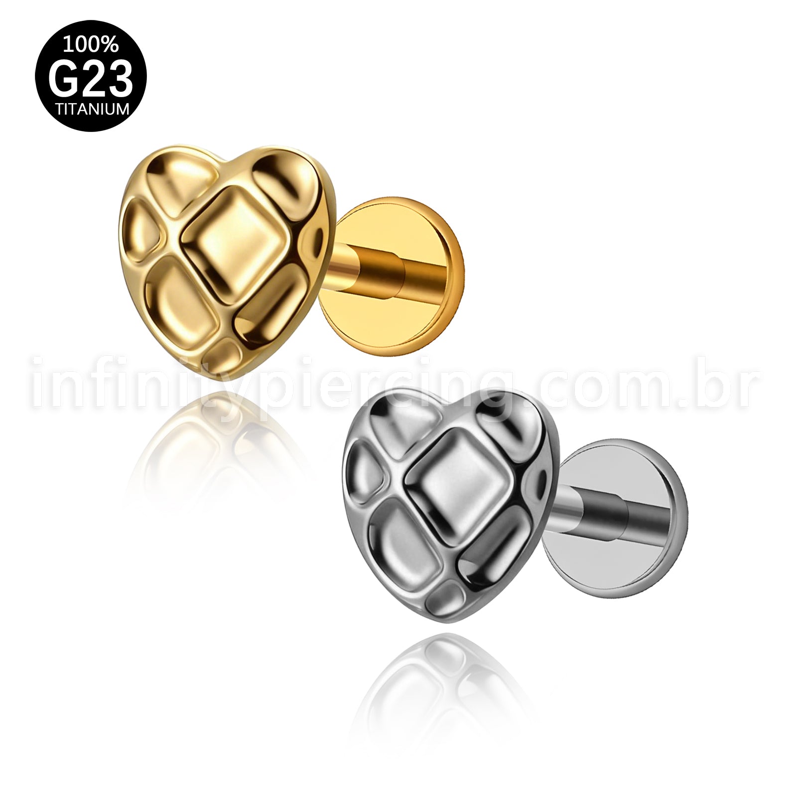 Piercing Labret Titânio Coração Jogo Da Velha